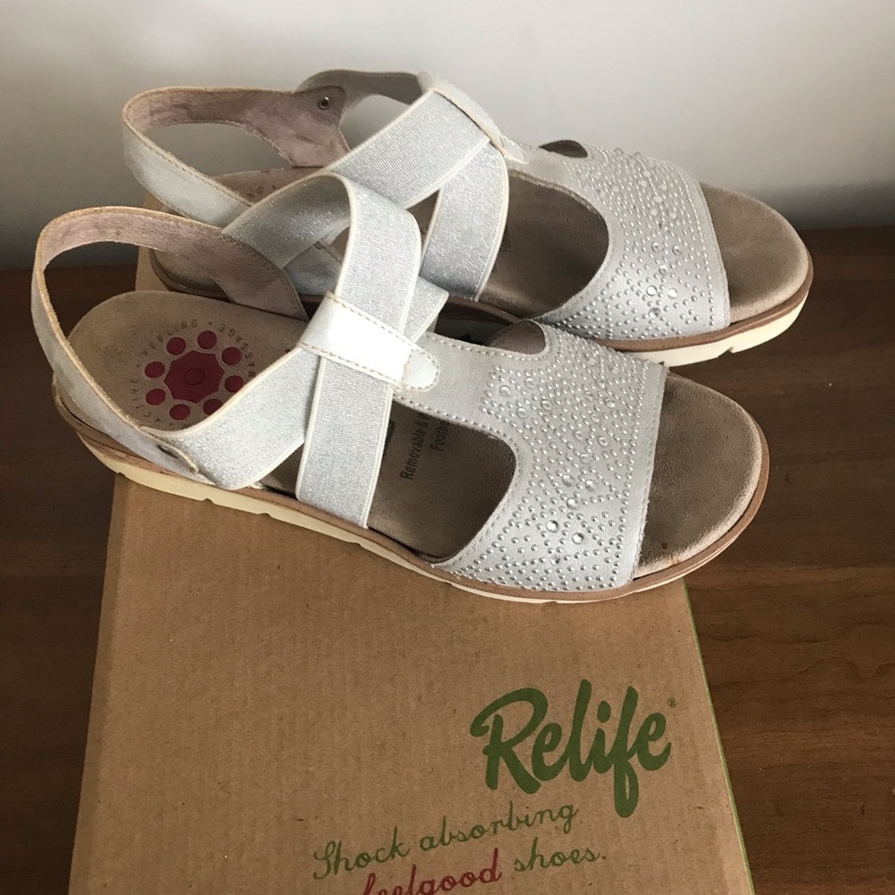 Relife Cream White silvery sandals